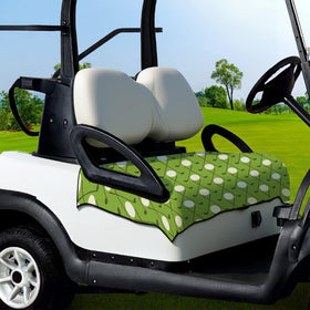 Neapth two-seat golf cart coverage keeps both seats clean.