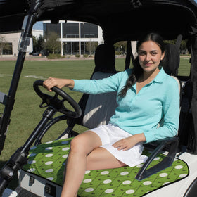 Neapth universal-fit seat cover shown with armrest holes for easy install.