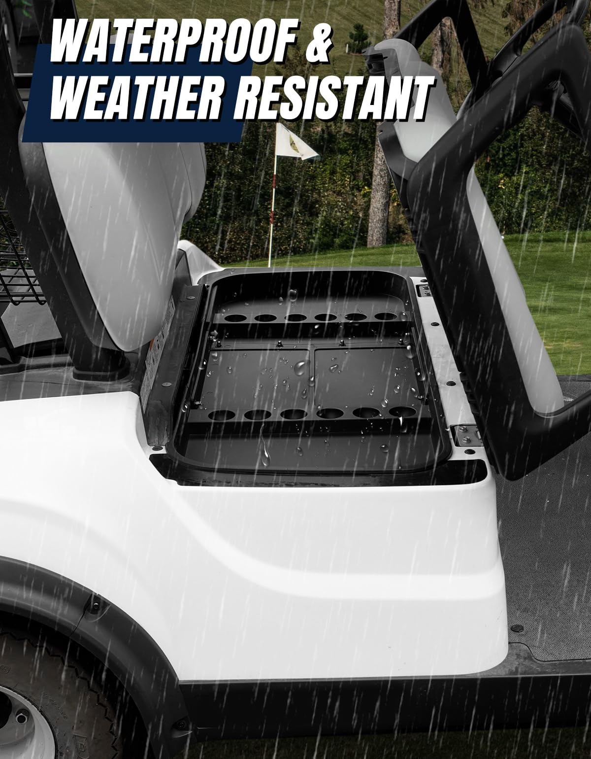 Dacalo under-seat tray keeps items secure and accessible.