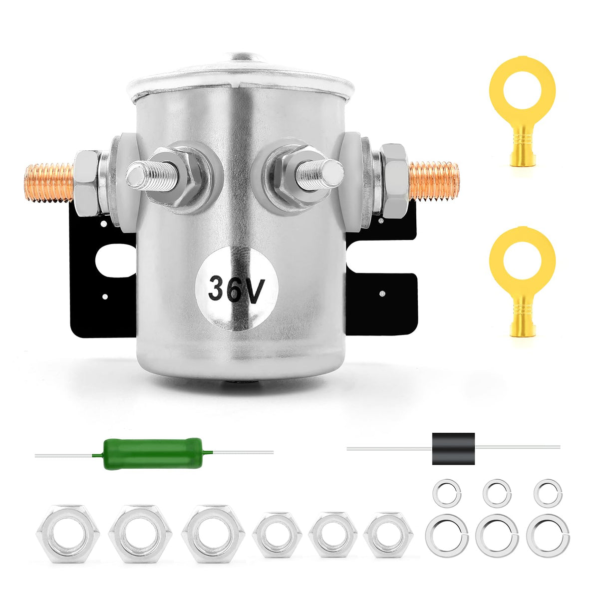 Neivilu starter solenoid relay package view for EZGO carts boosts reliability and quick installation.