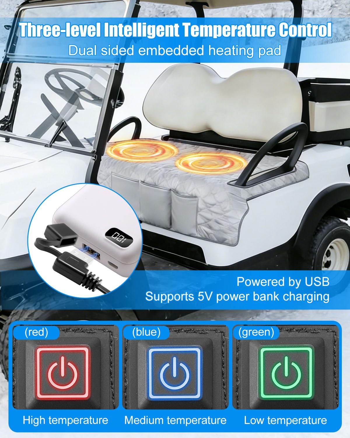 NEQXFQ heated seat cover — back view showing non-slip dots