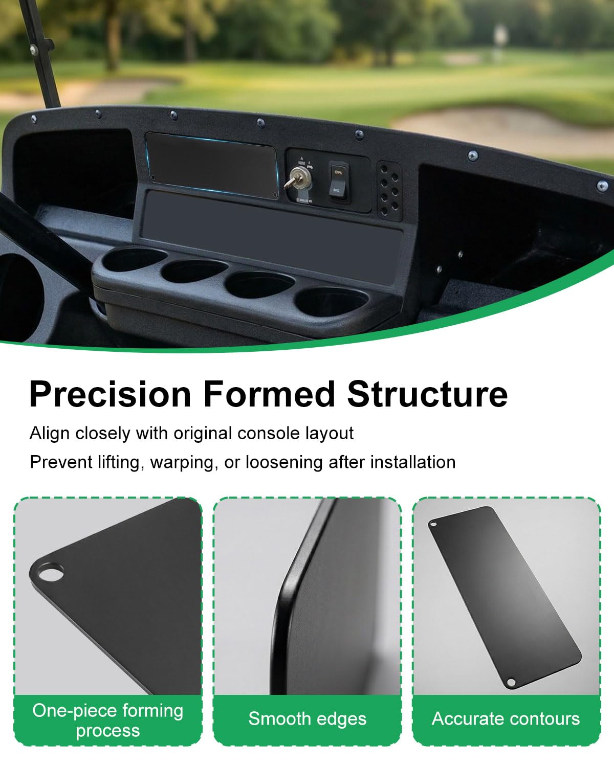 Black metallic finish upgrades interior aesthetics without sacrificing dashboard access.