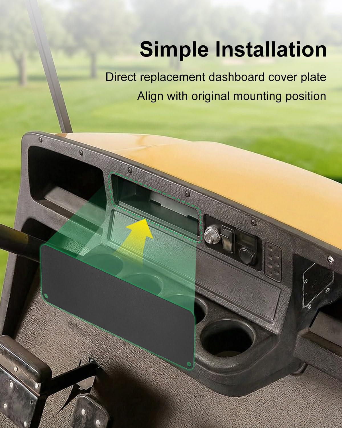 Rugged stainless steel panel withstands outdoor use on a golf course.