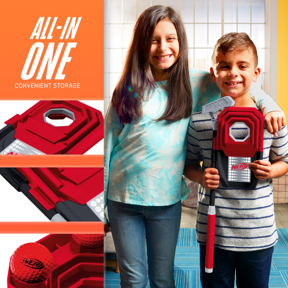 NERF Trick Shot Golf Set case keeps all components organized for quick trips.