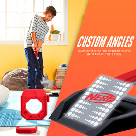NERF Trick Shot Golf Set cups for challenging targets and mini-hole scoring fun.
