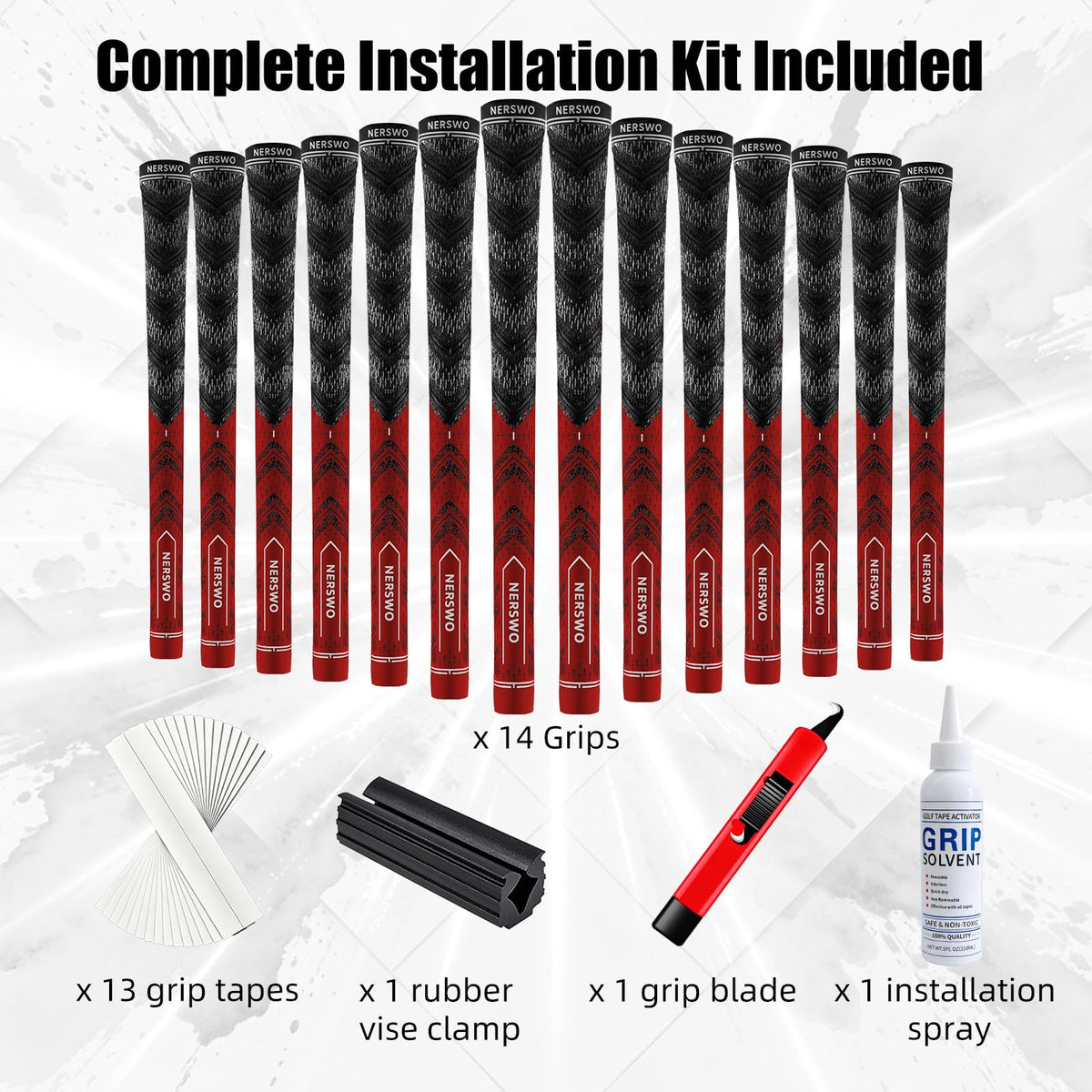 NERSWO installation kit included with tapes, spray, clamp and grip blade
