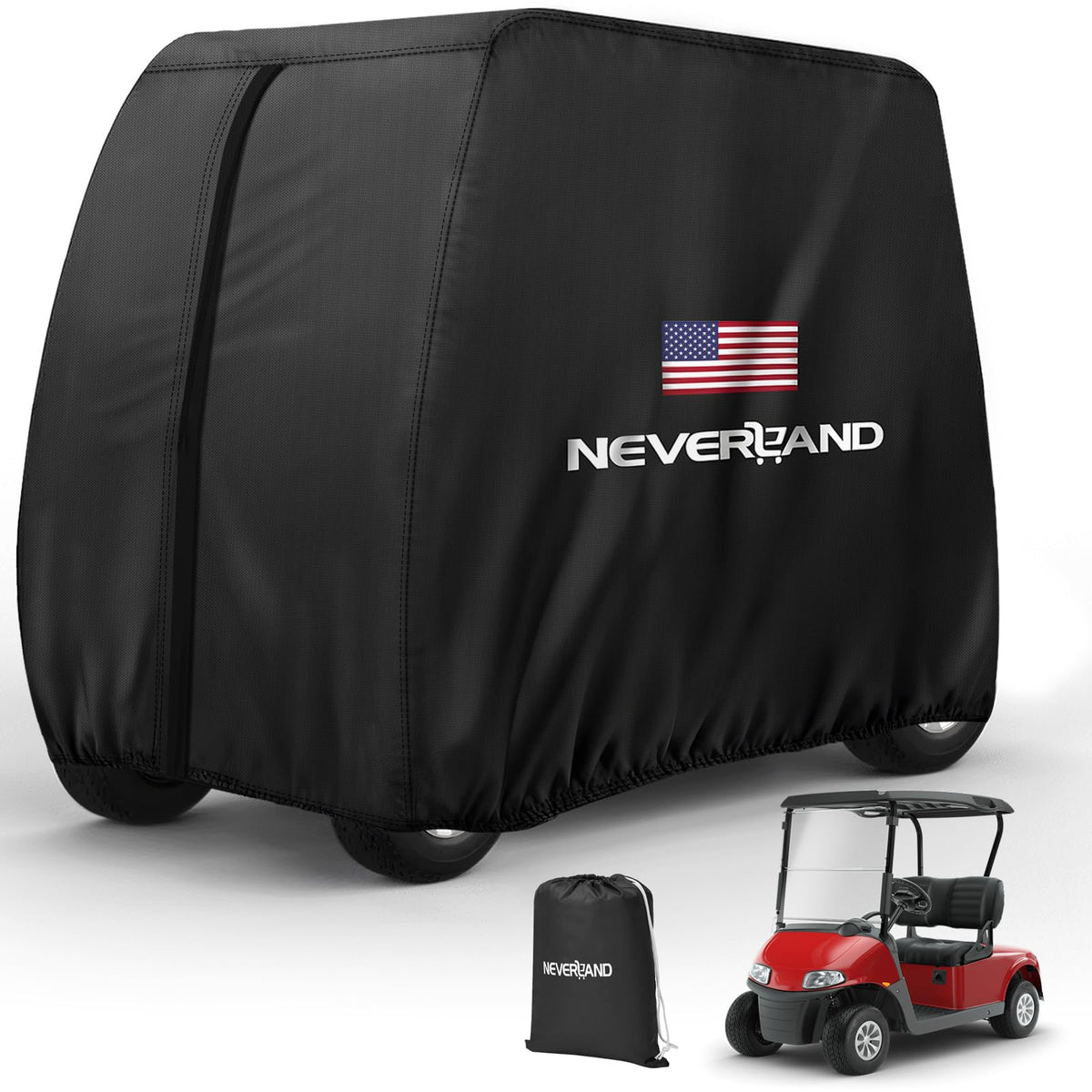 Neverland golf cart cover 112inch protects four-seat cart from rain and sun