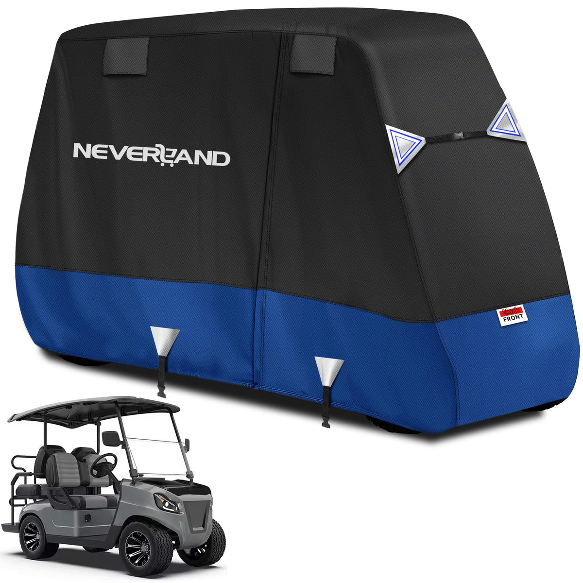 NeverLAND Golf Cart Cover 4-Passenger front view protects from rain and sun