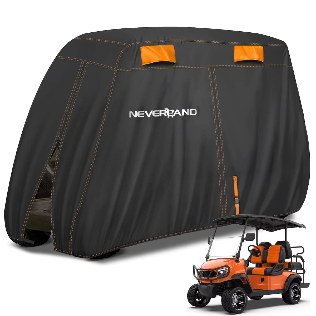 NeverLAND 4-passenger golf cart cover front zip for easy access and protection