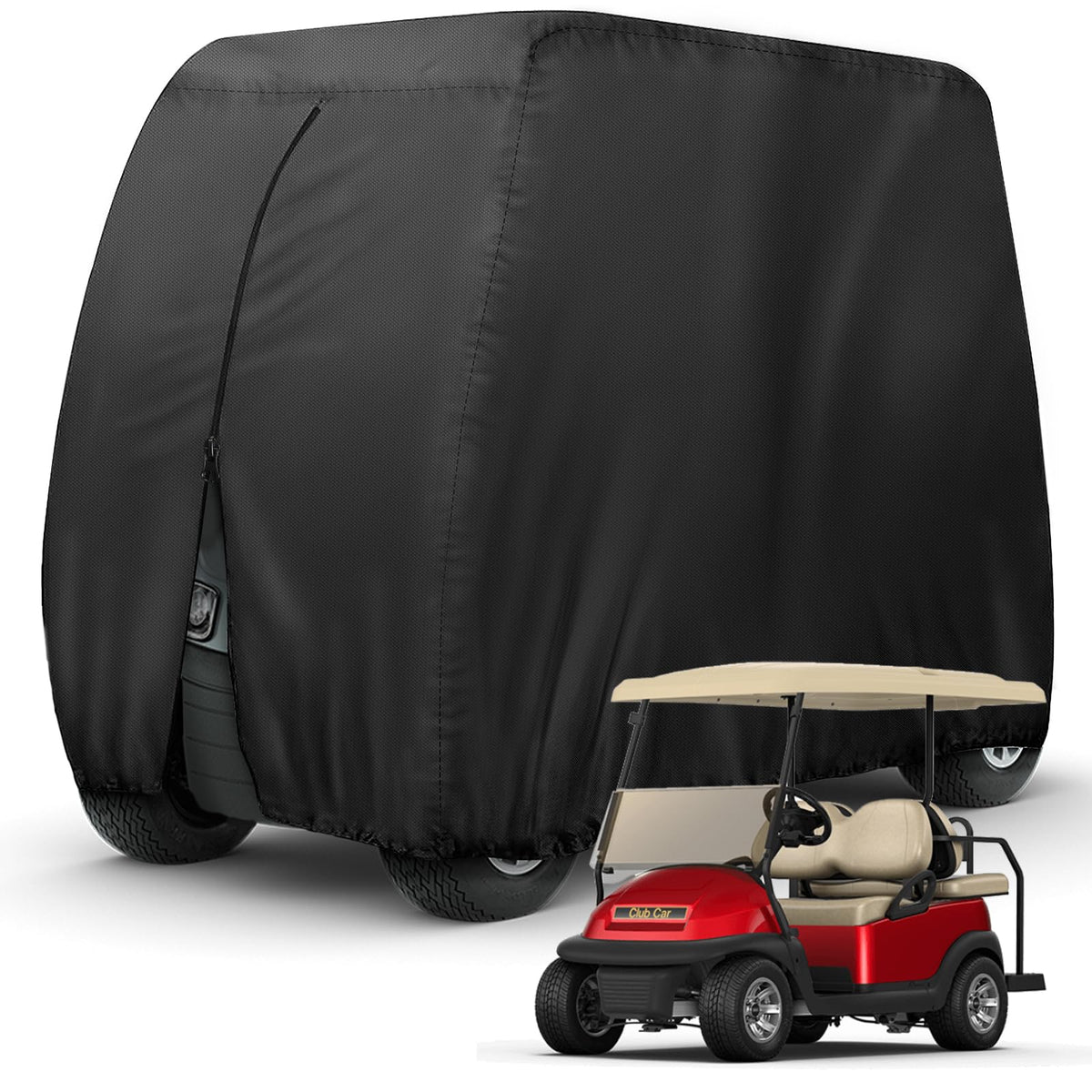 NeverLAND golf cart cover 4-passenger heavy-duty shields a cart from rain and dust.