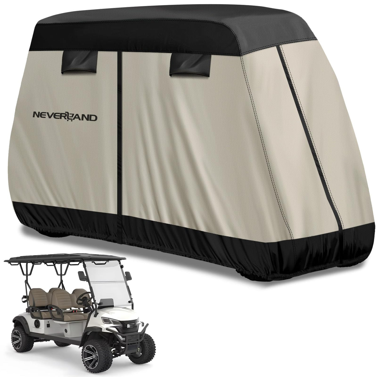 Neverland golf cart cover 4 passenger side vent protects inside from rain and humidity