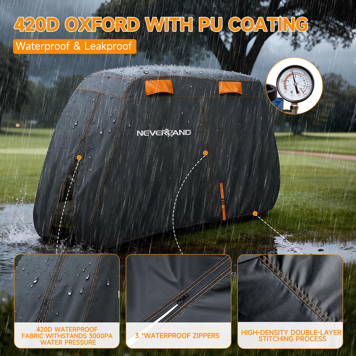 NeverLAND 4-passenger cover side vents maintain airflow and dryness