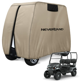 NeverLAND golf cart cover 4 passenger waterproof shields cart from rain and snow.