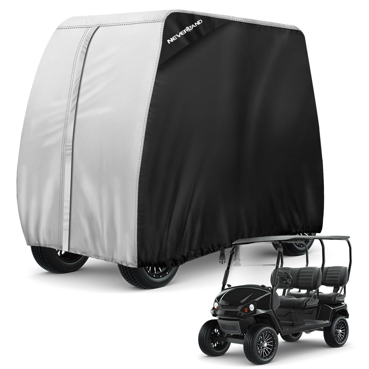 NeverLAND golf cart cover waterproof protection for 4-passenger carts.