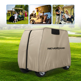 NeverLAND golf cart cover elastic belt with wind tie secures cover during windy days.