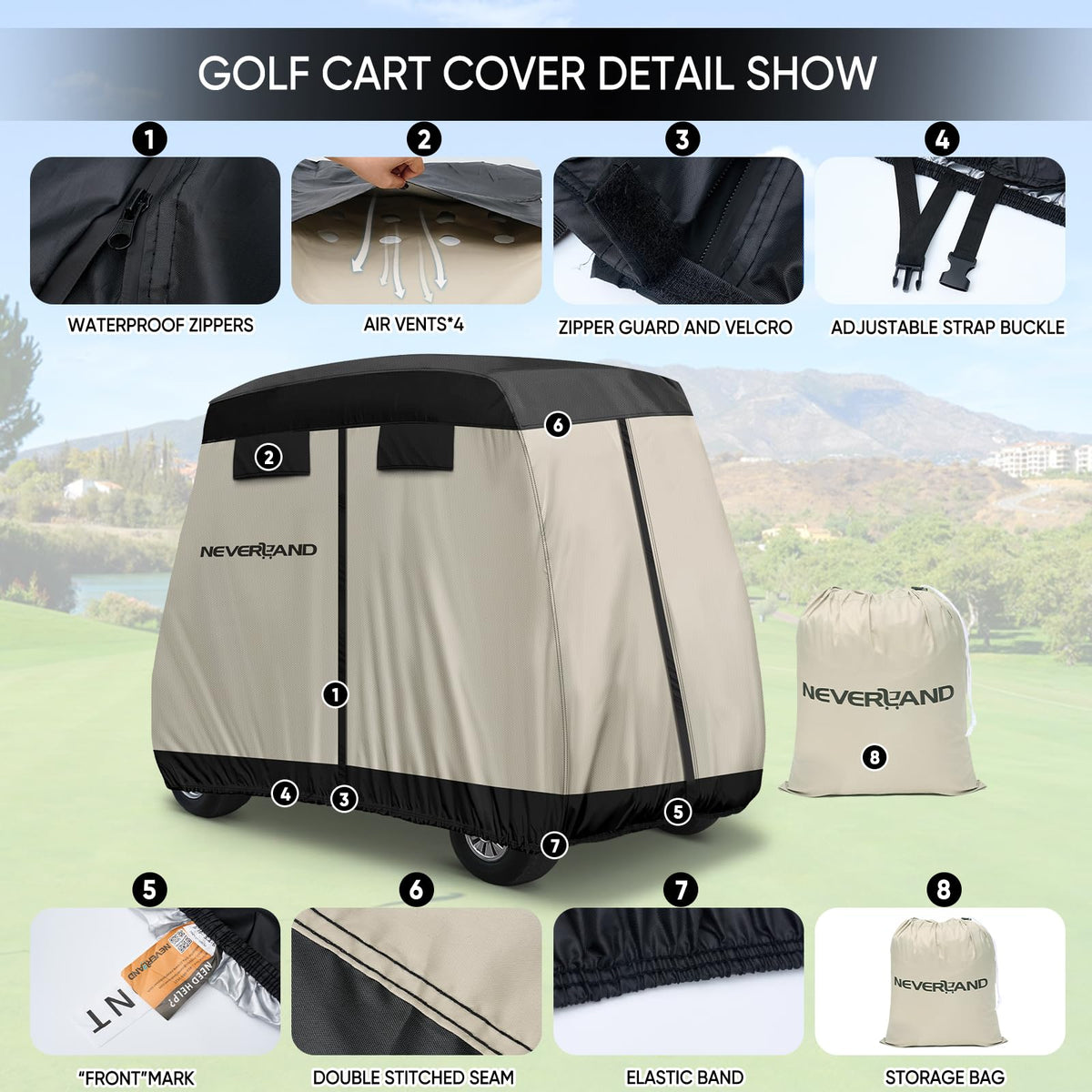 NeverLAND elastic bottom hem provides snug wrap around the cart