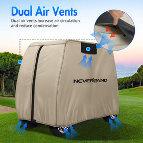 NeverLAND golf cart cover extended roof up to 80 inches fits larger 4-passenger carts.