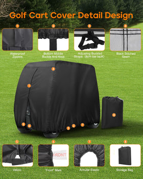 NeverLAND golf cart cover EZGO/Club Car/Yamaha compatible shields 4-seat carts outdoors.