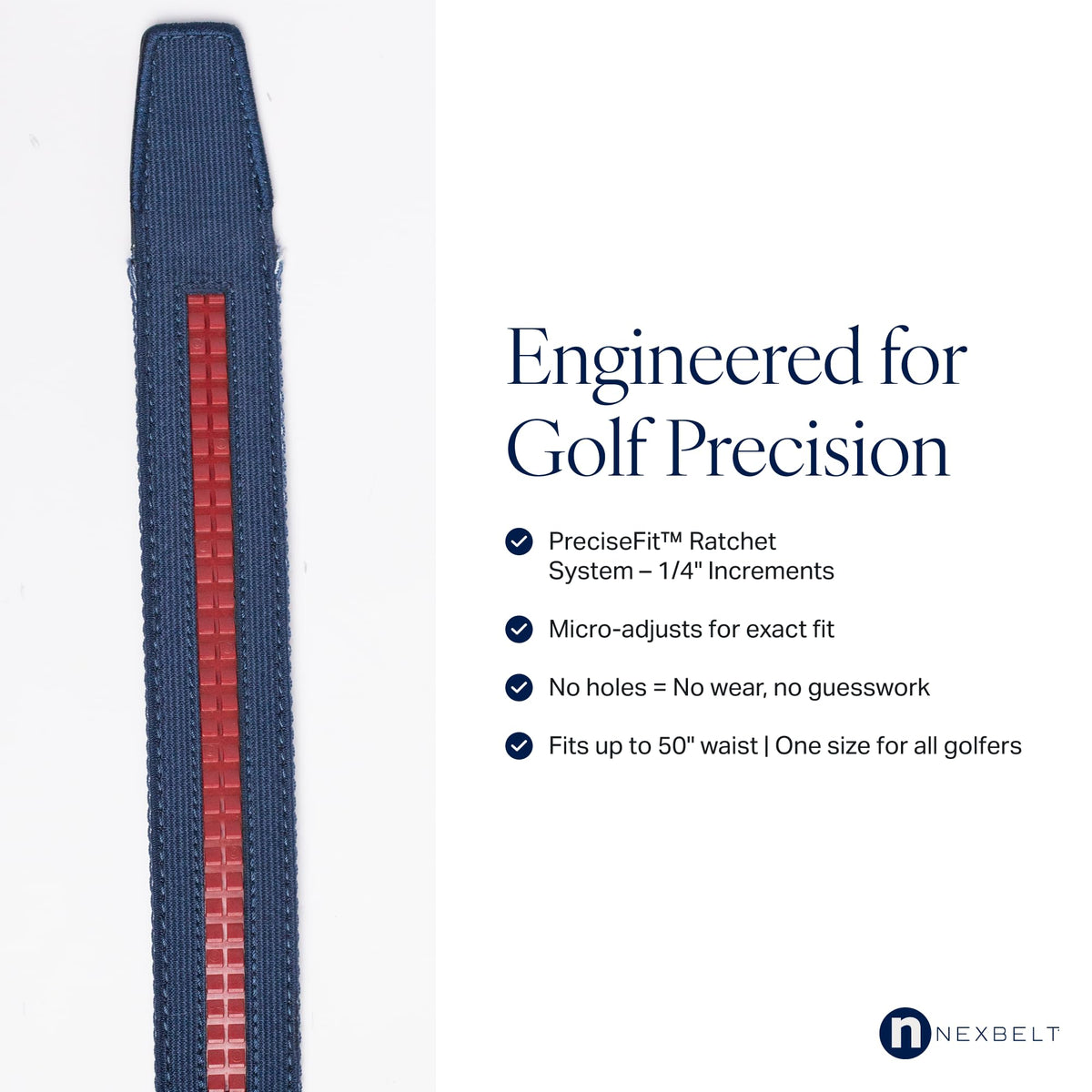 Nexbelt braided stretch material close-up highlights flexible everyday wear.
