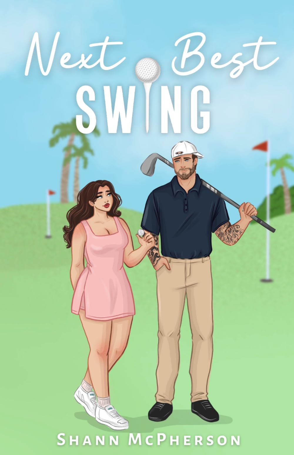 Next Best Swing cover art featuring Brookes and Poppy, a captivating golf romance for fans of sports romance.