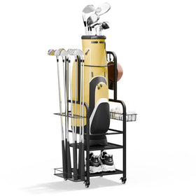 Niffgaff golf bag organizer front view showing compact, organized storage for one bag.