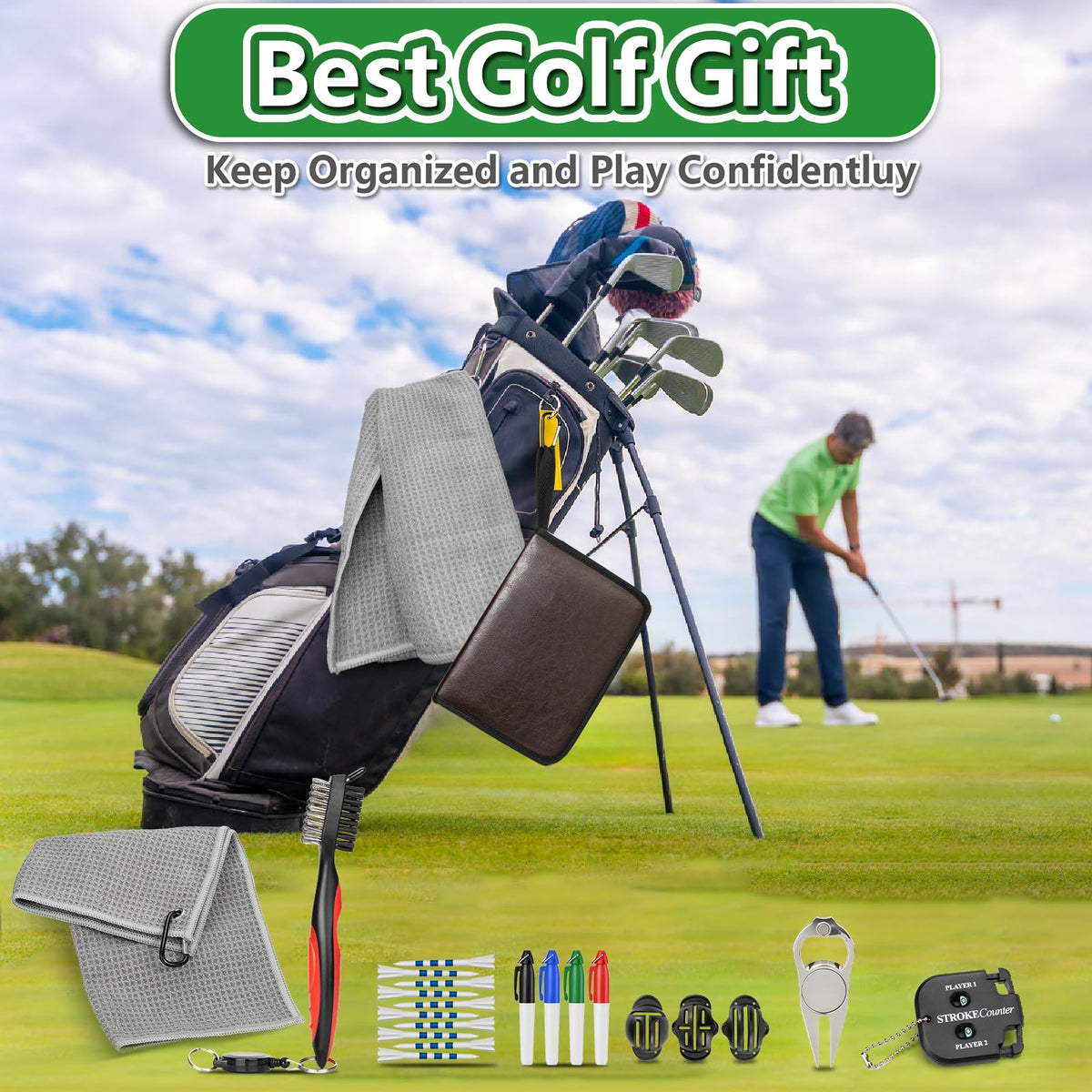 NIFUYOP golf club brush for shaft and clubhead maintenance