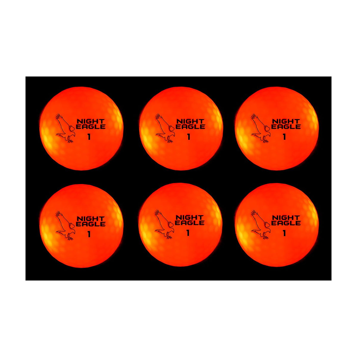 Night Eagle CV LED golf ball red activates with sensor for night play.