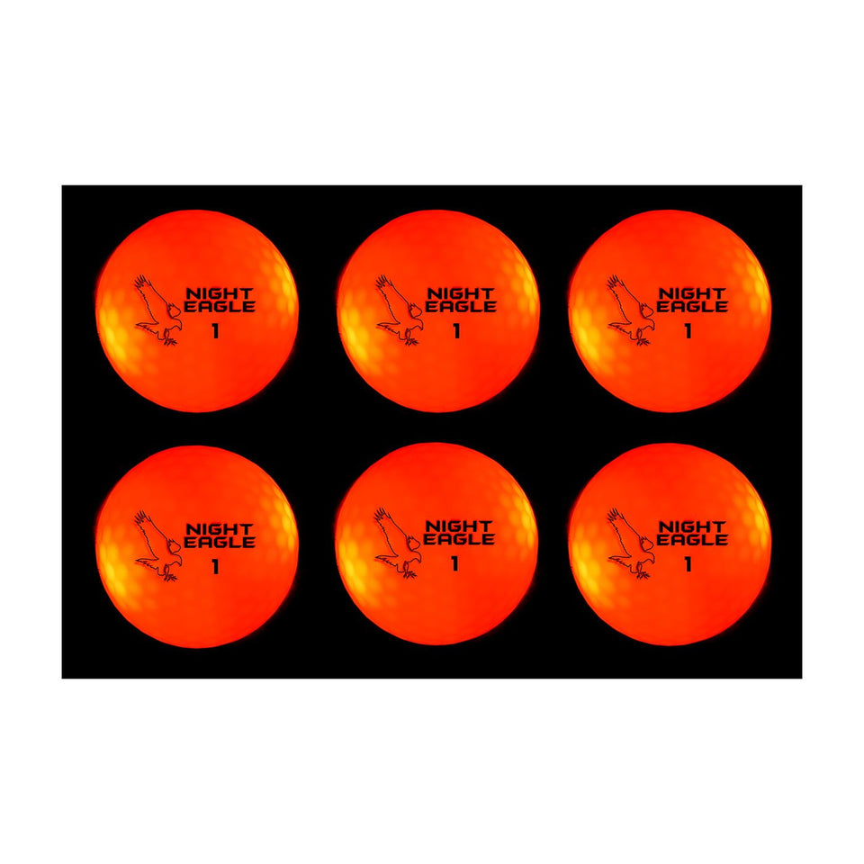 Night Eagle CV LED golf ball red activates with sensor for night play.