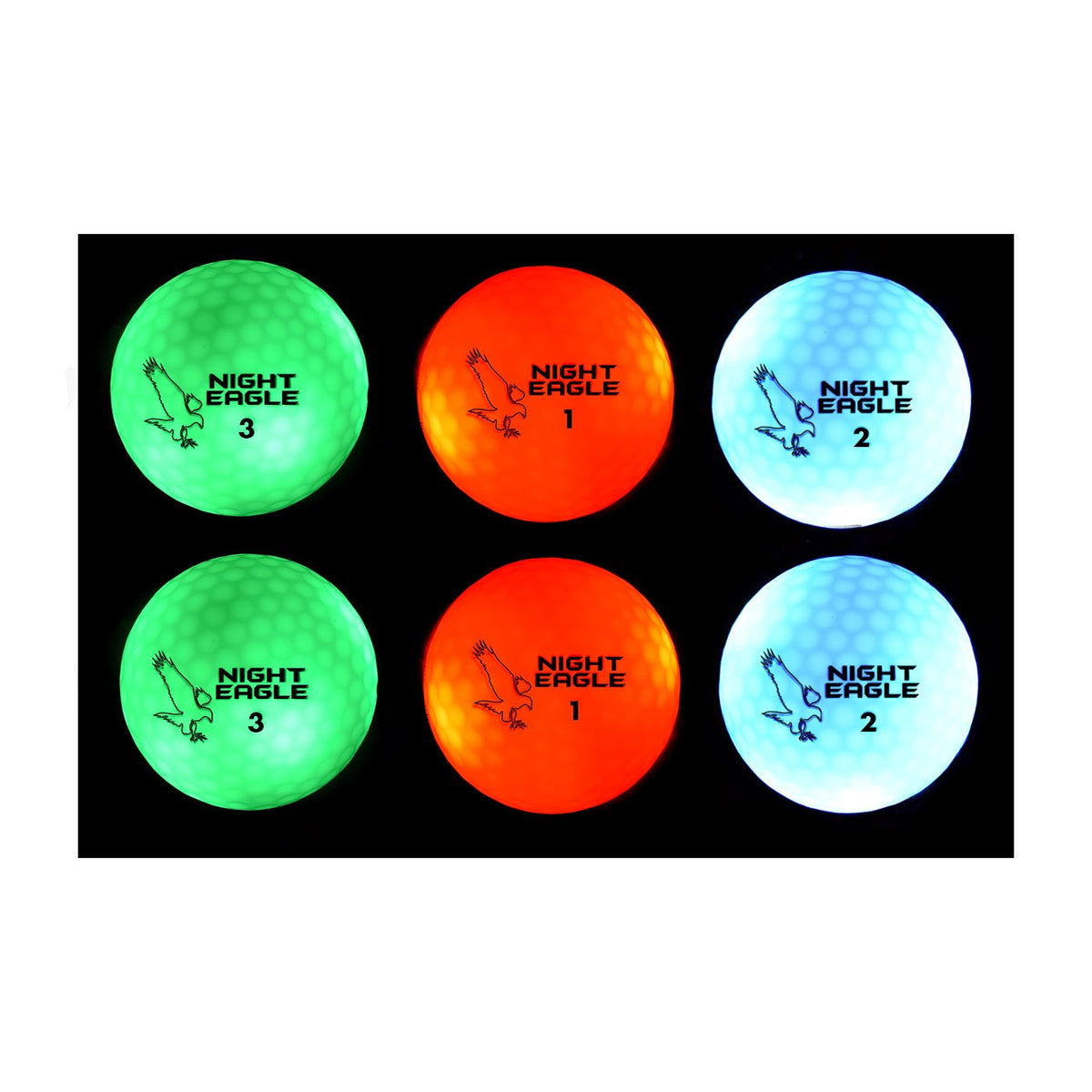 Night Eagle CV LED golf ball with light-activation for easy night play and reliable visibility.