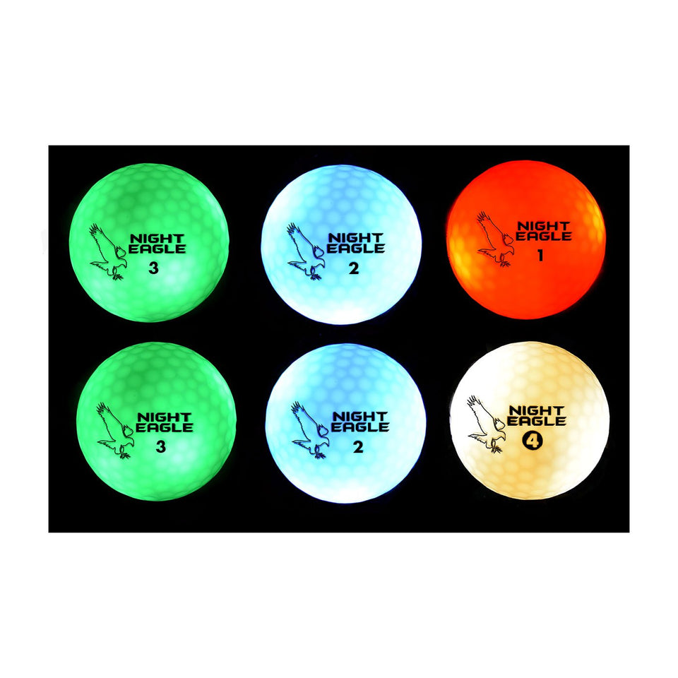 Night Eagle CV LED golf balls with sensor area glow for night-round visibility