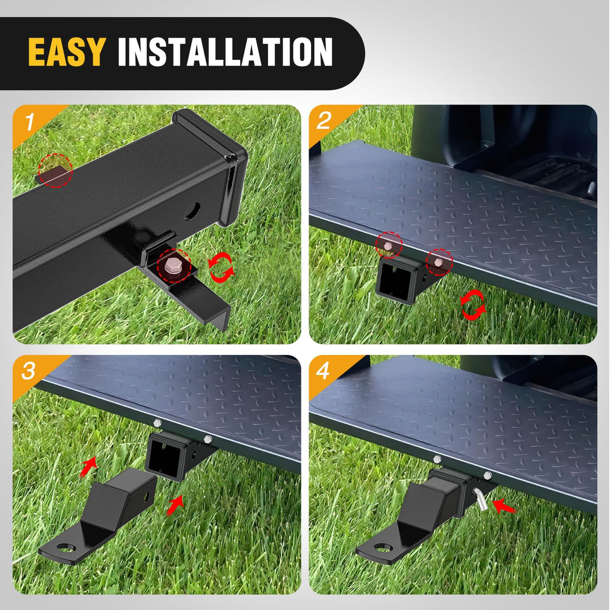 Black powder-coated finish resists wear during outdoor use
