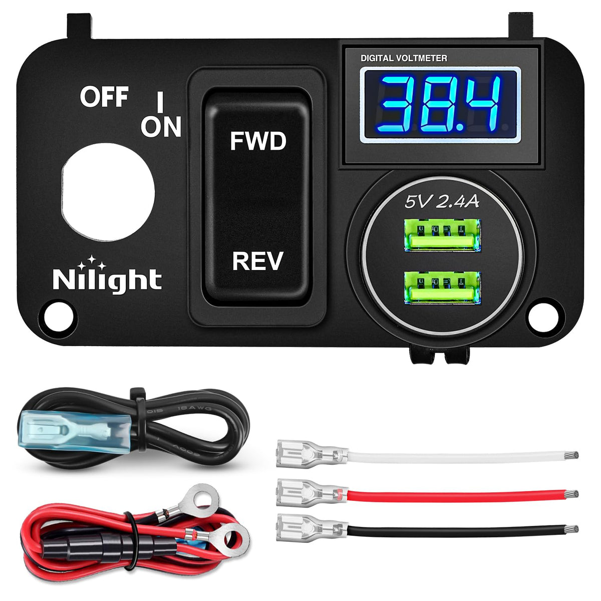 Nilight golf cart key switch panel on dash improves control and visibility.
