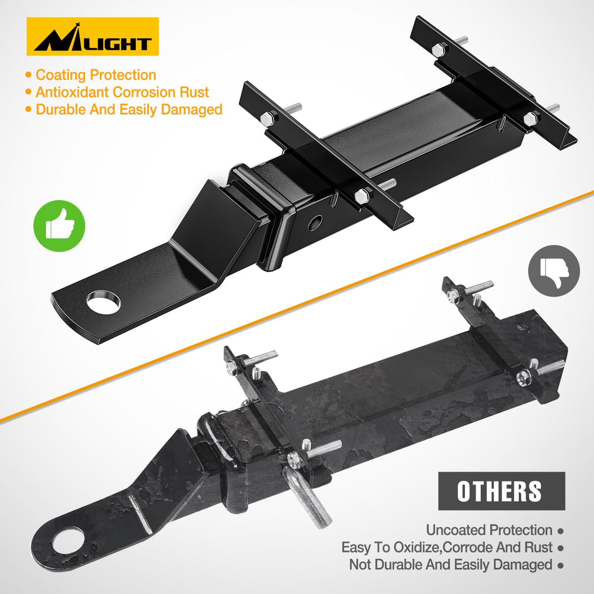 Heavy-duty steel construction of the Nilight golf cart hitch