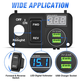 Nilight LED voltmeter provides at-a-glance battery status readings.