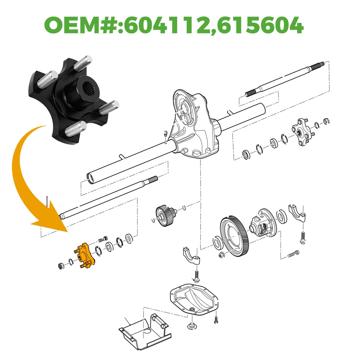 9.99WORLD MALL hub with four lug bolts included for quick setup.