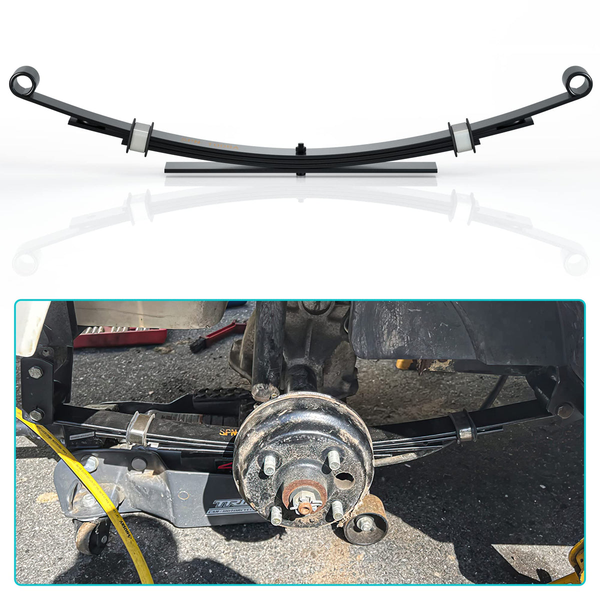Nine-Nine-World-Mall U-bolts and lock nuts secure the rear suspension efficiently.