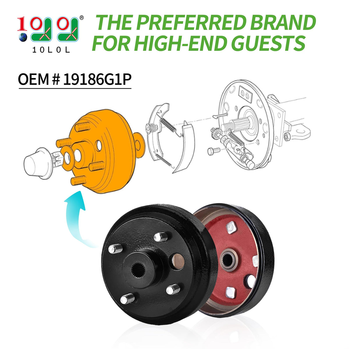 9.99WORLD MALL EZGO brake drum hub with 24-tooth star spline detail