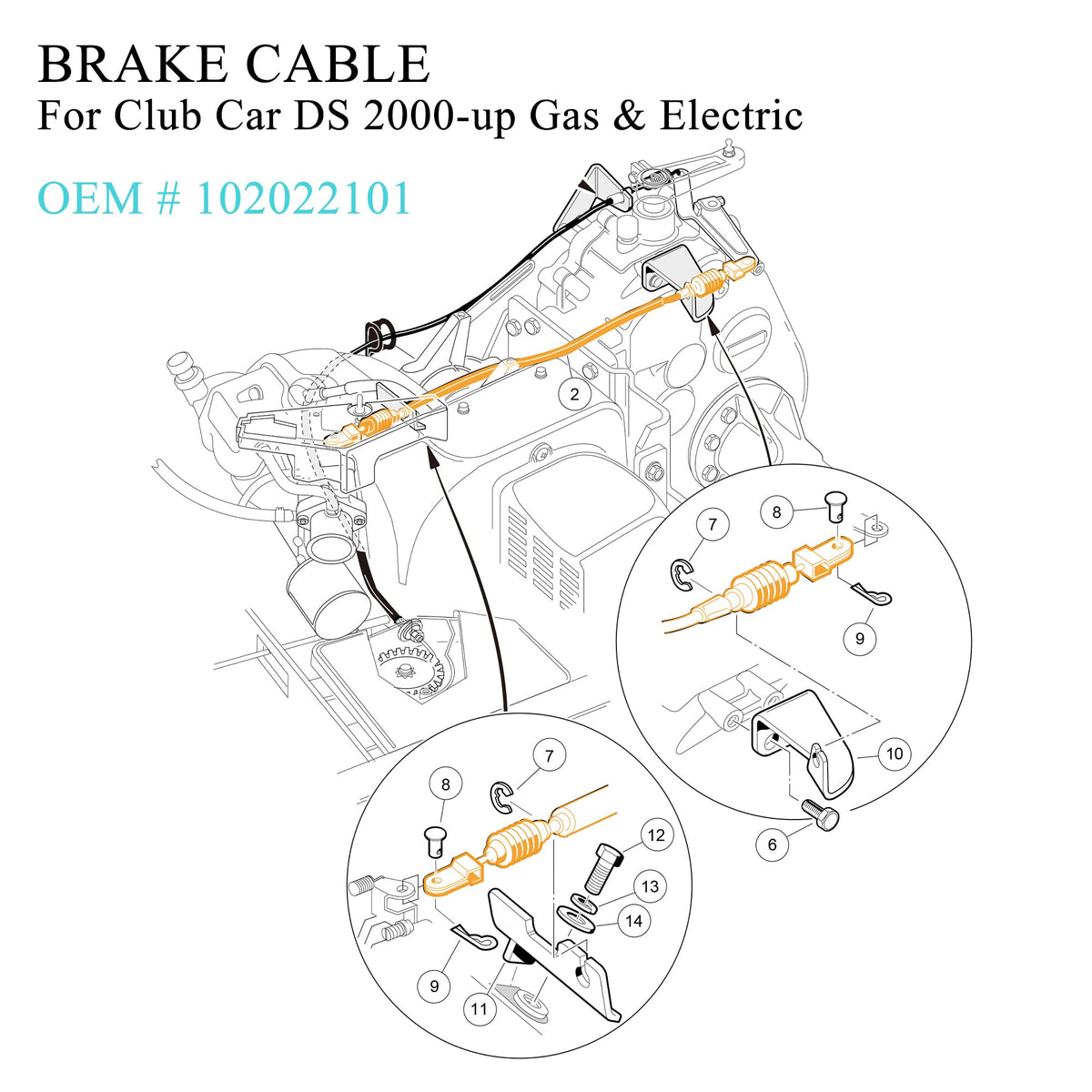 9.99WORLD MALL OEM replacement 1020221-01 cable for Club Car DS.