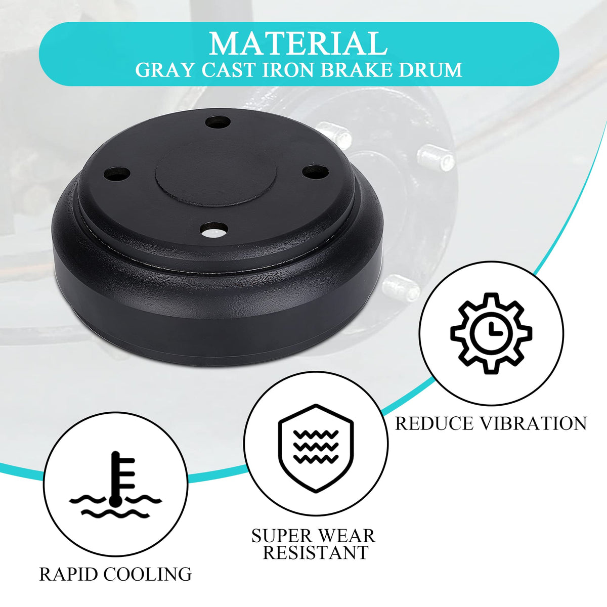 9.99WORLD MALL cast iron brake drum highlights wear resistance for long-lasting use.