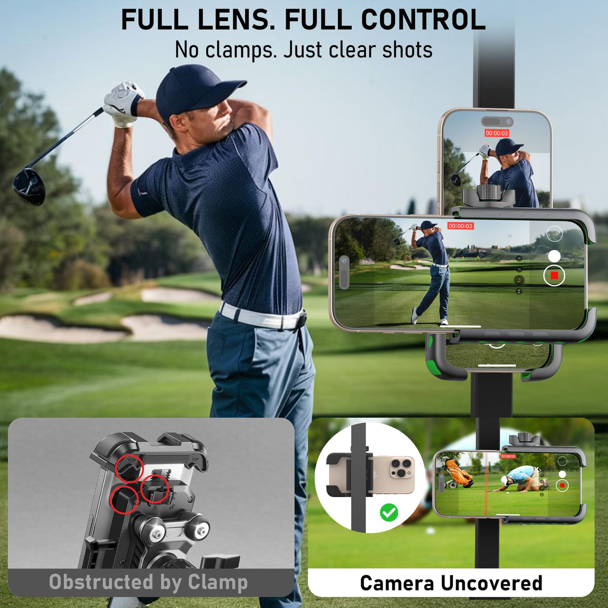 NINEFATICS supports most phones for GPS and swing videos