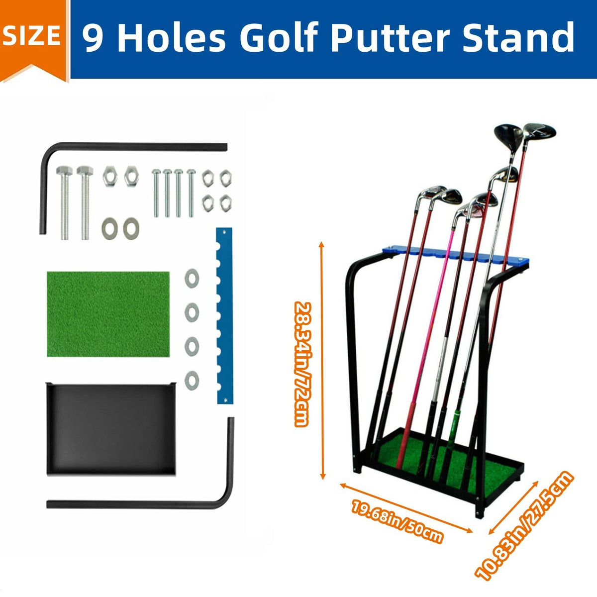 Nisorpa golf club rack 9-clubs storage for tidy setups