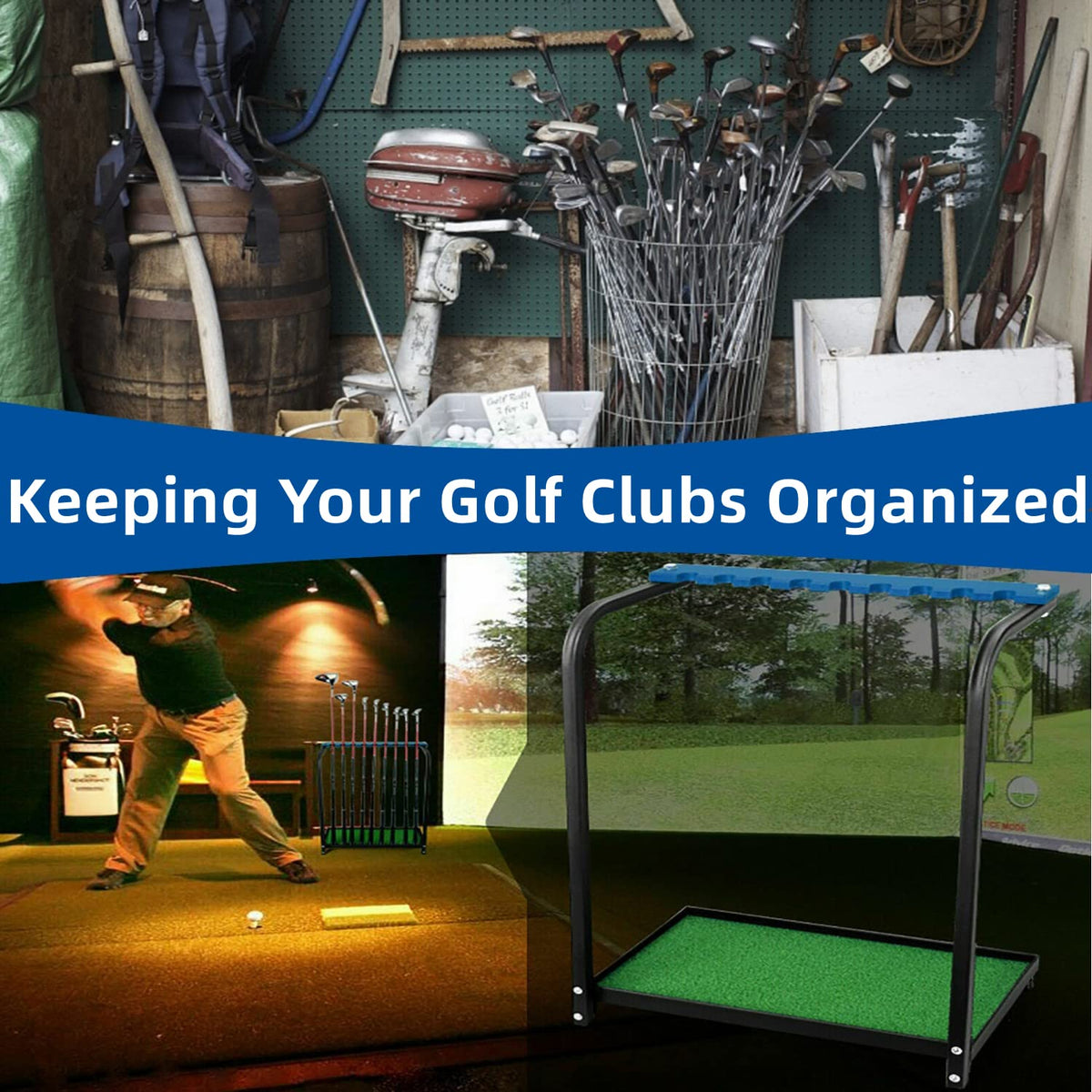 Nisorpa golf club rack anti-slip base protects floors