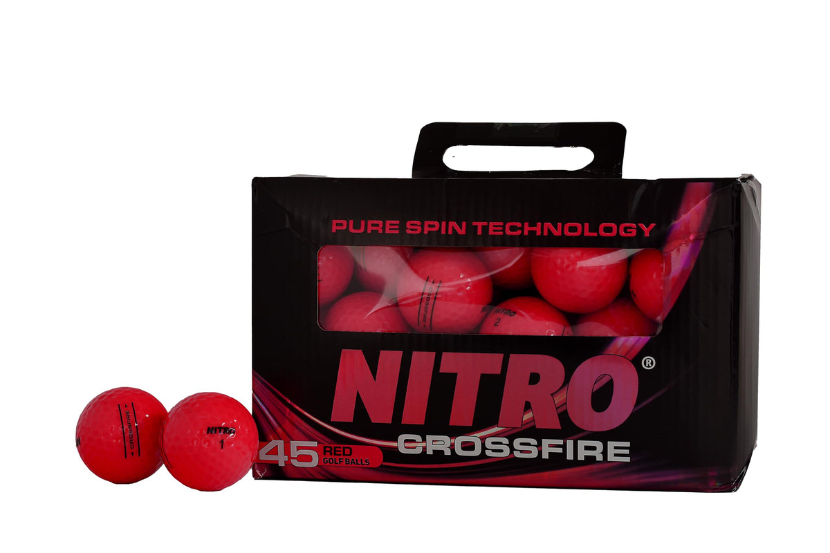 Nitro Crossfire 45 golf ball in red for long distance and precise iron control
