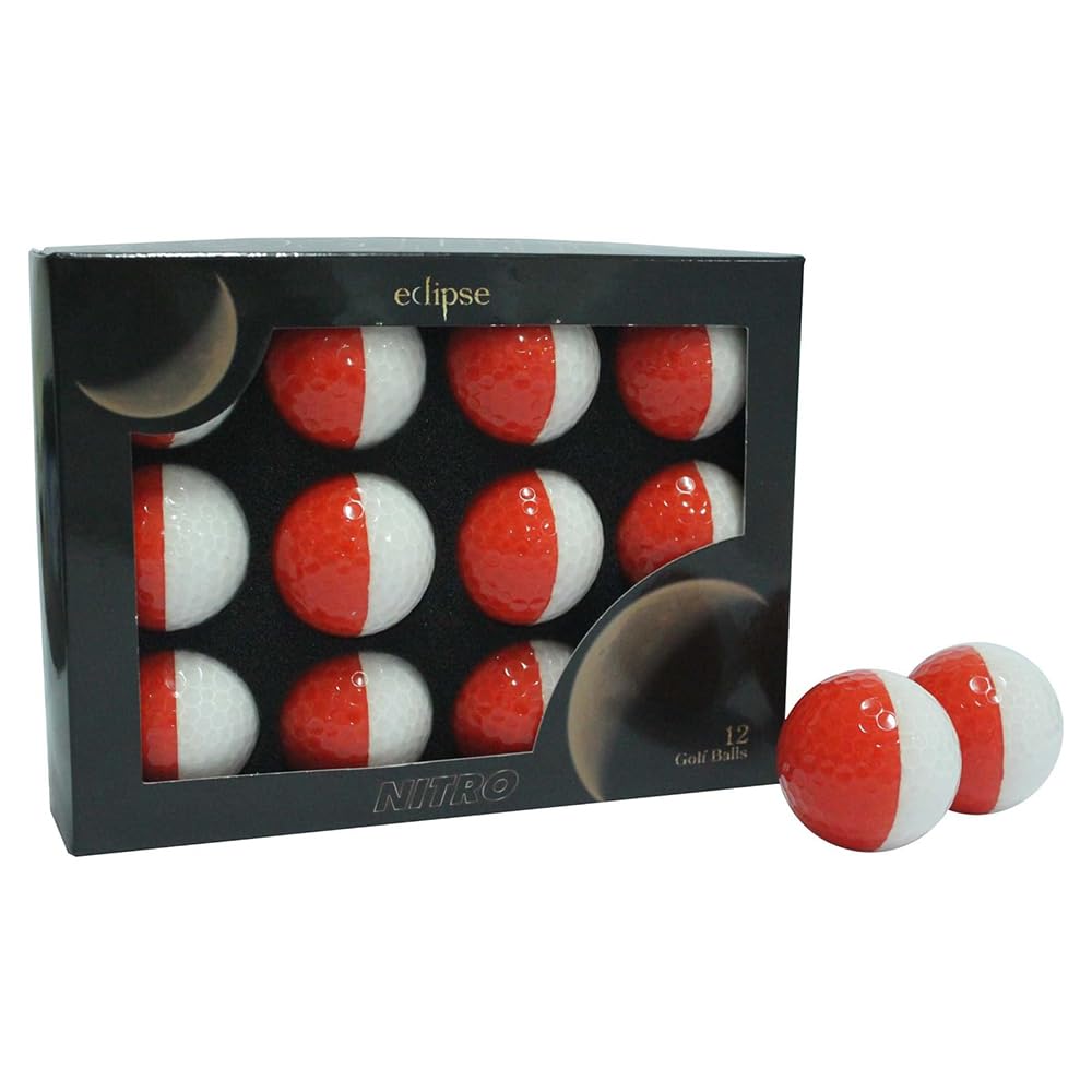 Nitro Eclipse golf balls with titanium core shown in flight for high visibility