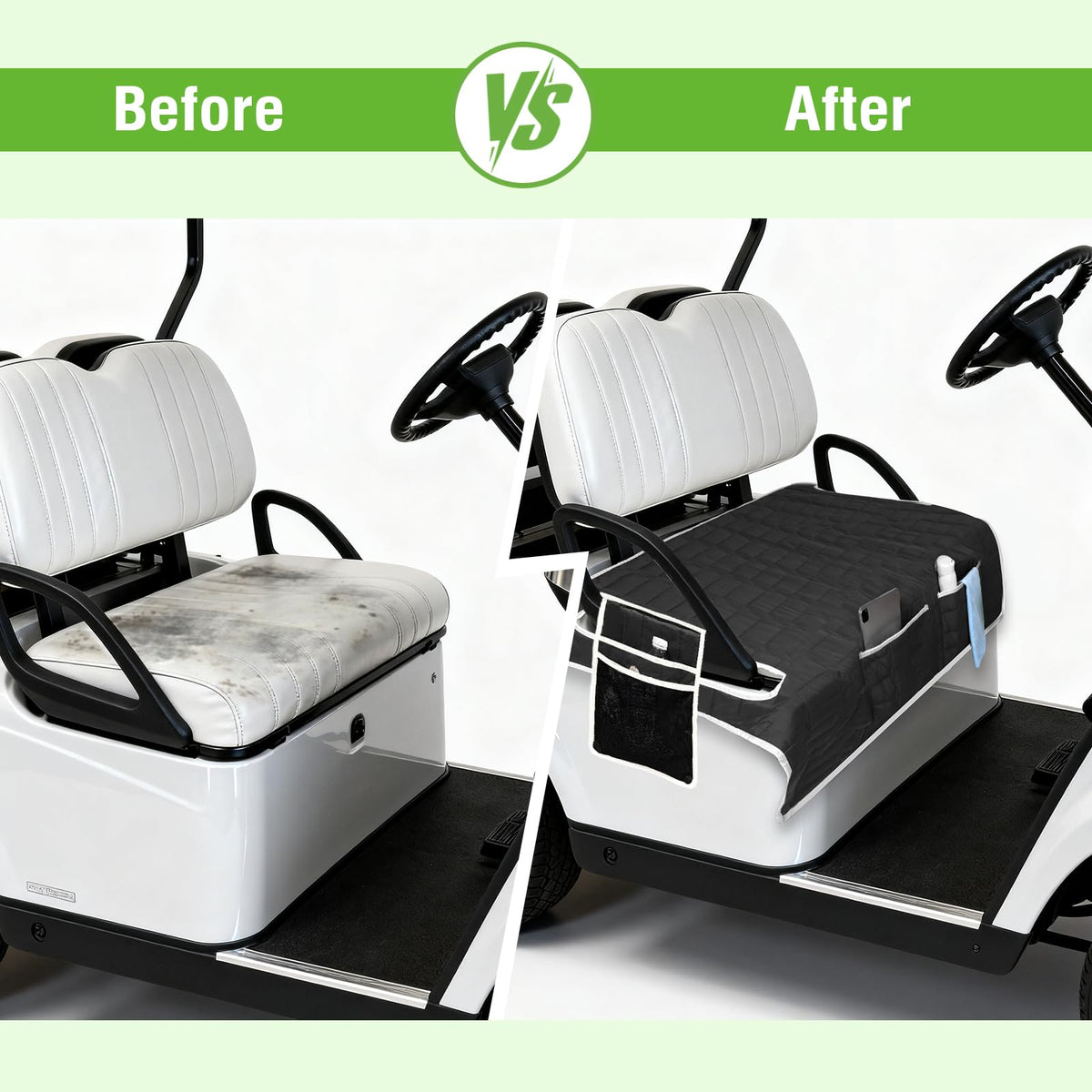 Niuartu universal-fit design works with EZGO, Club Car, Yamaha carts.
