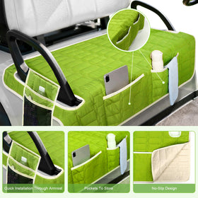 Niuartu golf cart seat cover shields against dust, dirt, and scratches.