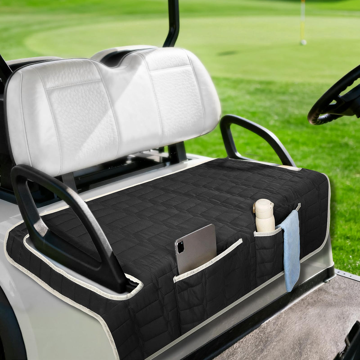 Niuartu golf cart seat cover with universal fit protects bench seats during daily rides.