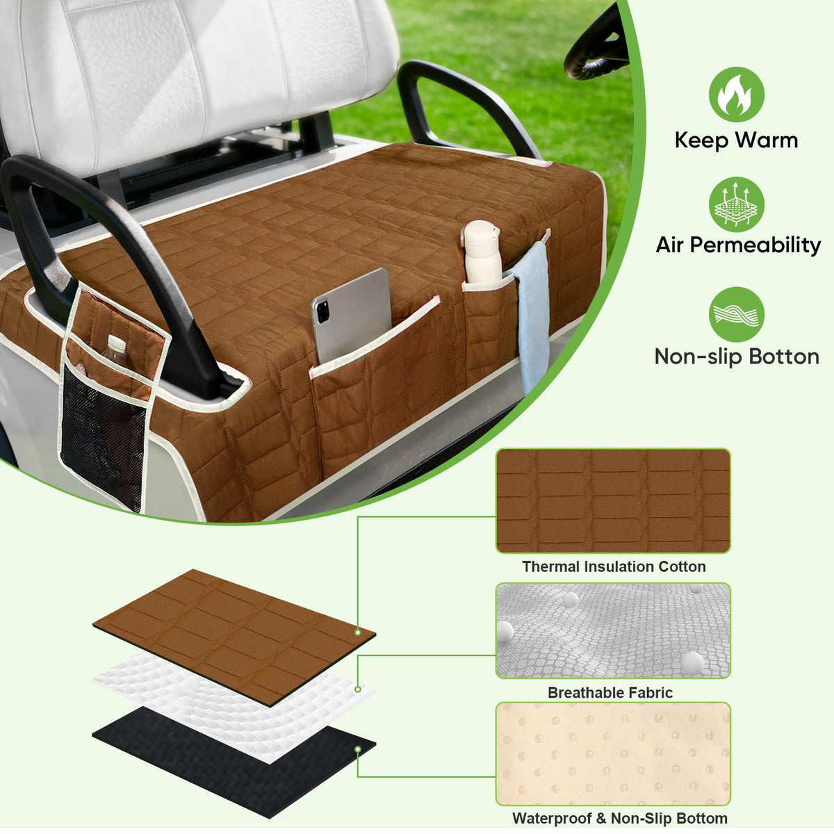 Niuartu golf cart seat cover non-slip back, keeps seat in place