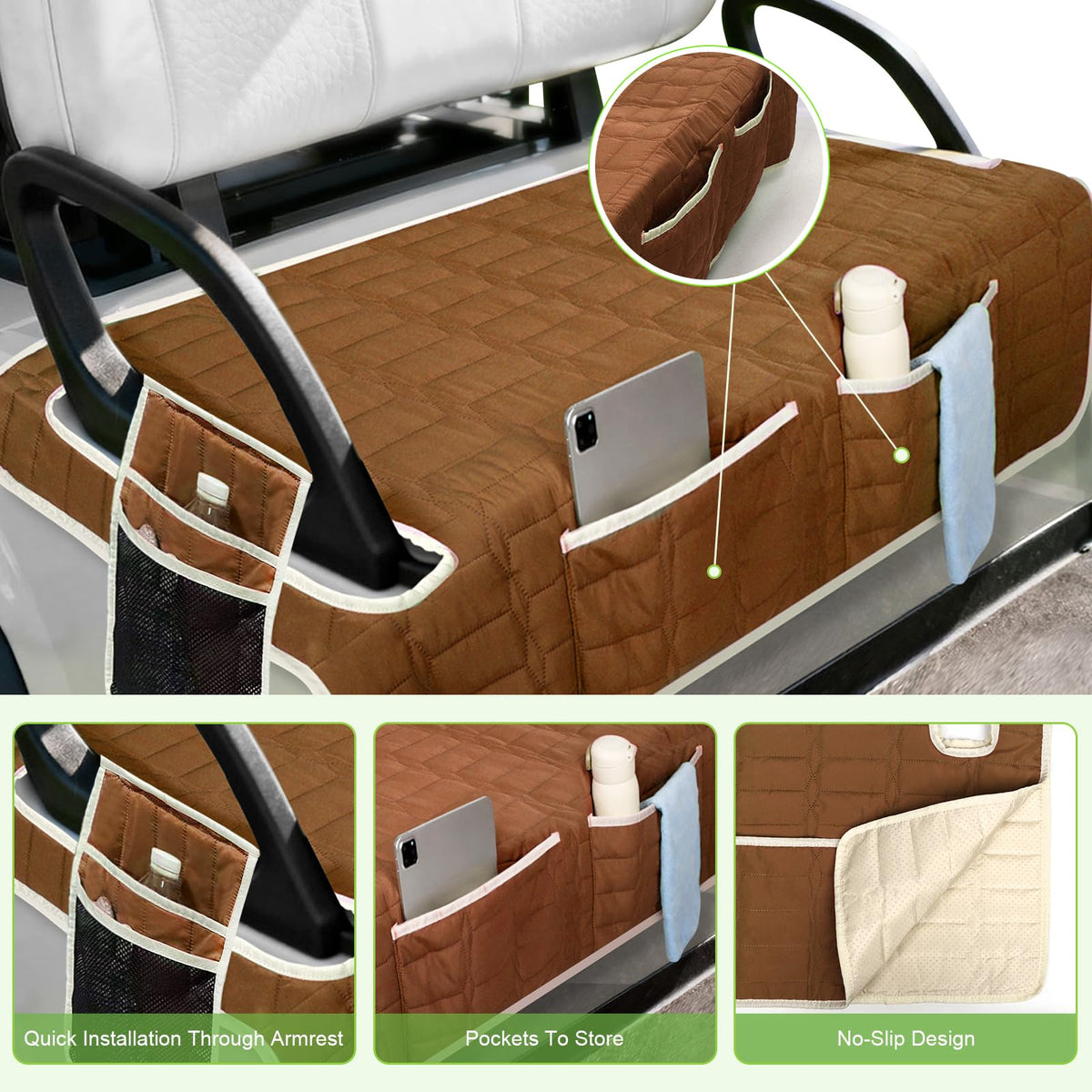 Niuartu golf cart seat cover universal fit with EZGO Club Car Yamaha compatibility