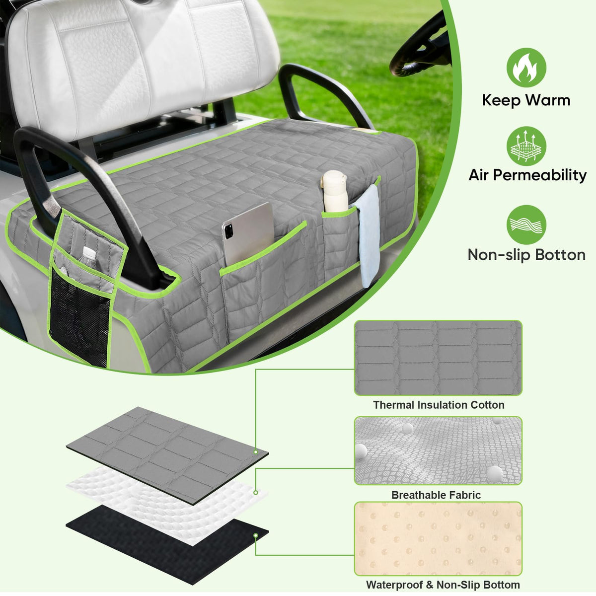 Niuartu non-slip backing secures the seat cover during rides